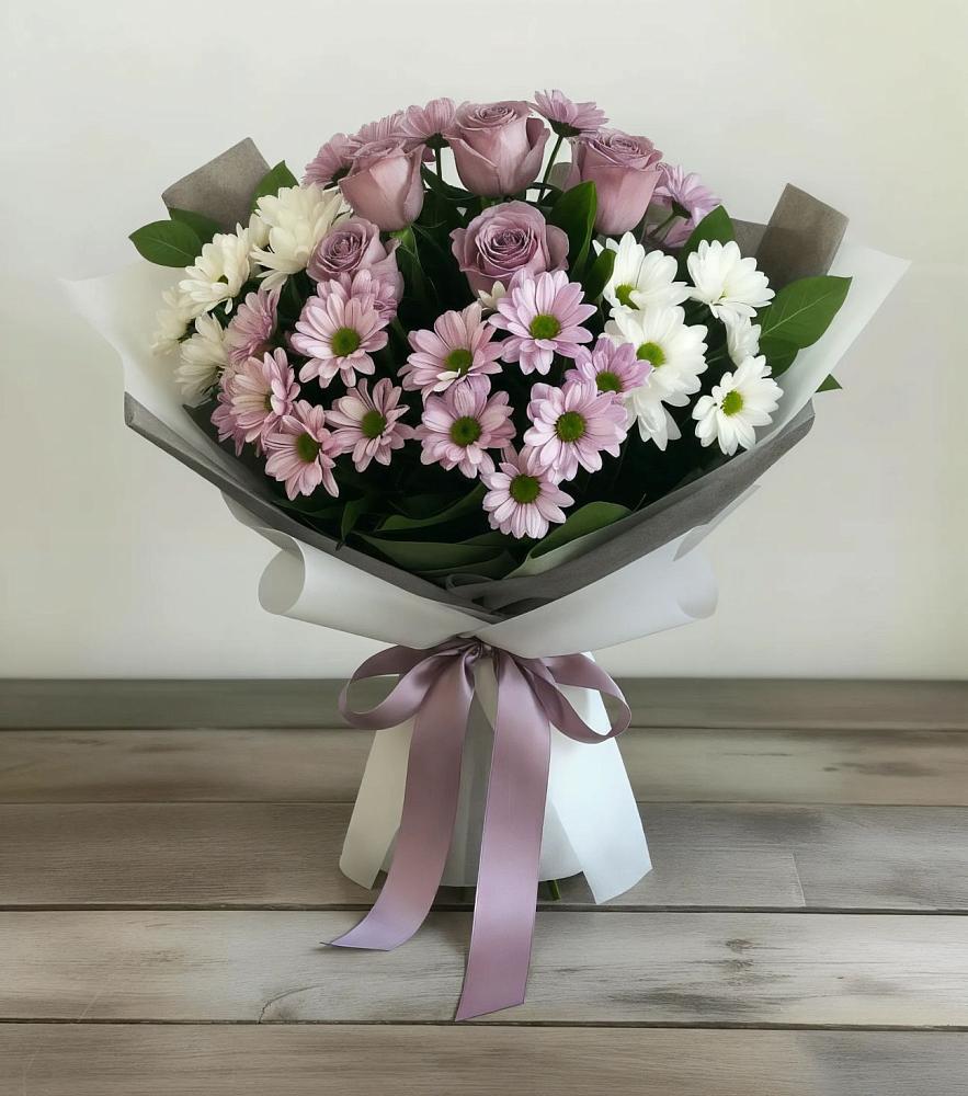 Букет цветов из: Хризантемы и Розы в Ивойлово
