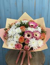 Букет цветов из:  Розы, Герберы и Хризантемы в Ивойлово