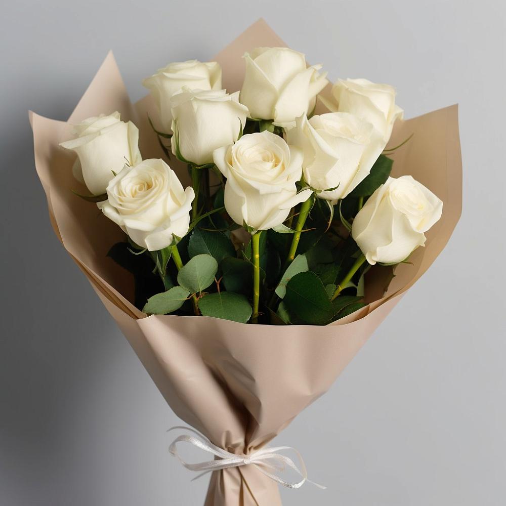 Букет 9 Белых роз Эдлесс Лав в Ивойлово