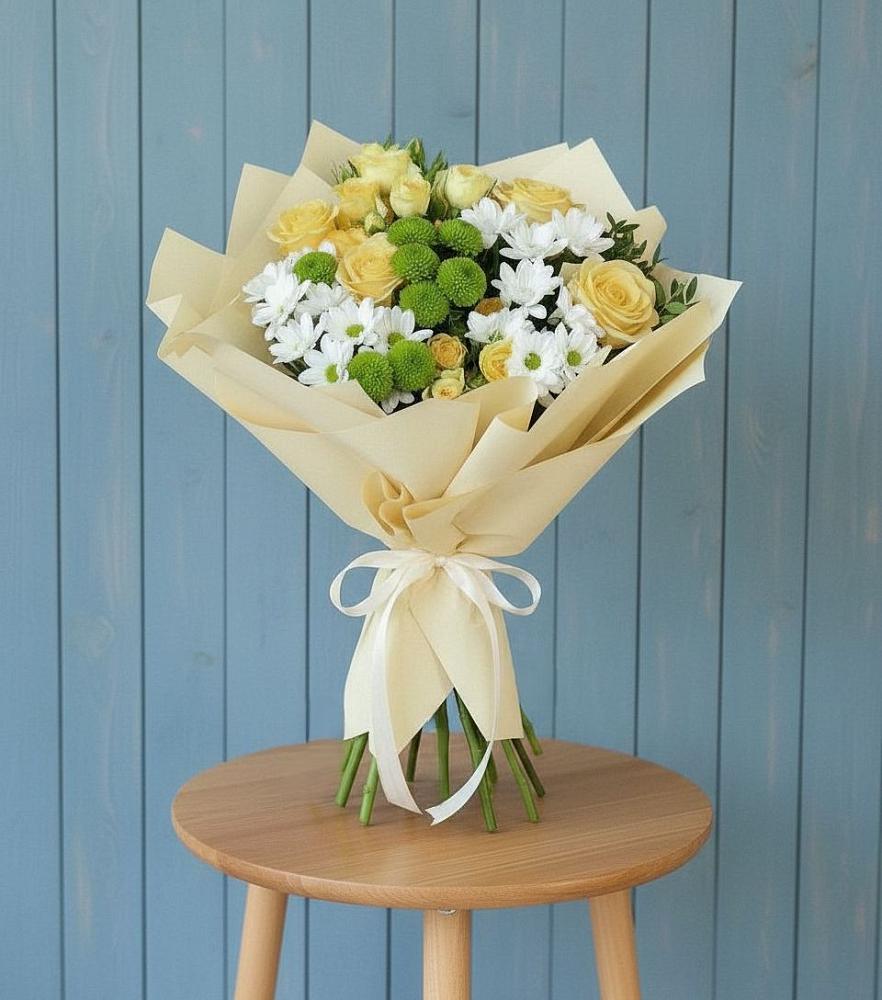 Букет цветов из: Хризантемы и Розы в Ивойлово