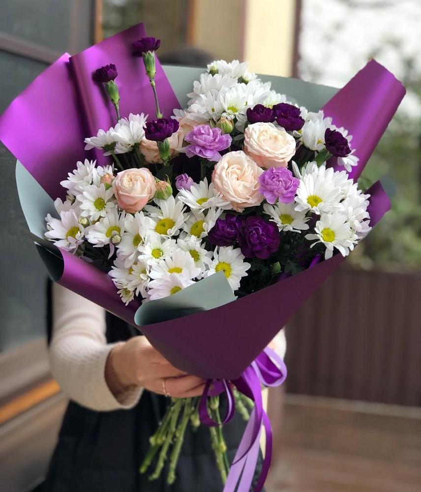 Букет цветов из: Хризантемы, Гвоздики и Розы в Ивойлово