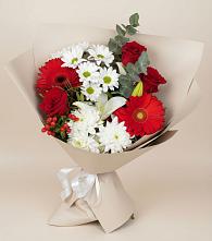 Букет цветов из:  Розы, Хризантемы, Герберы и Лилии в Ивойлово