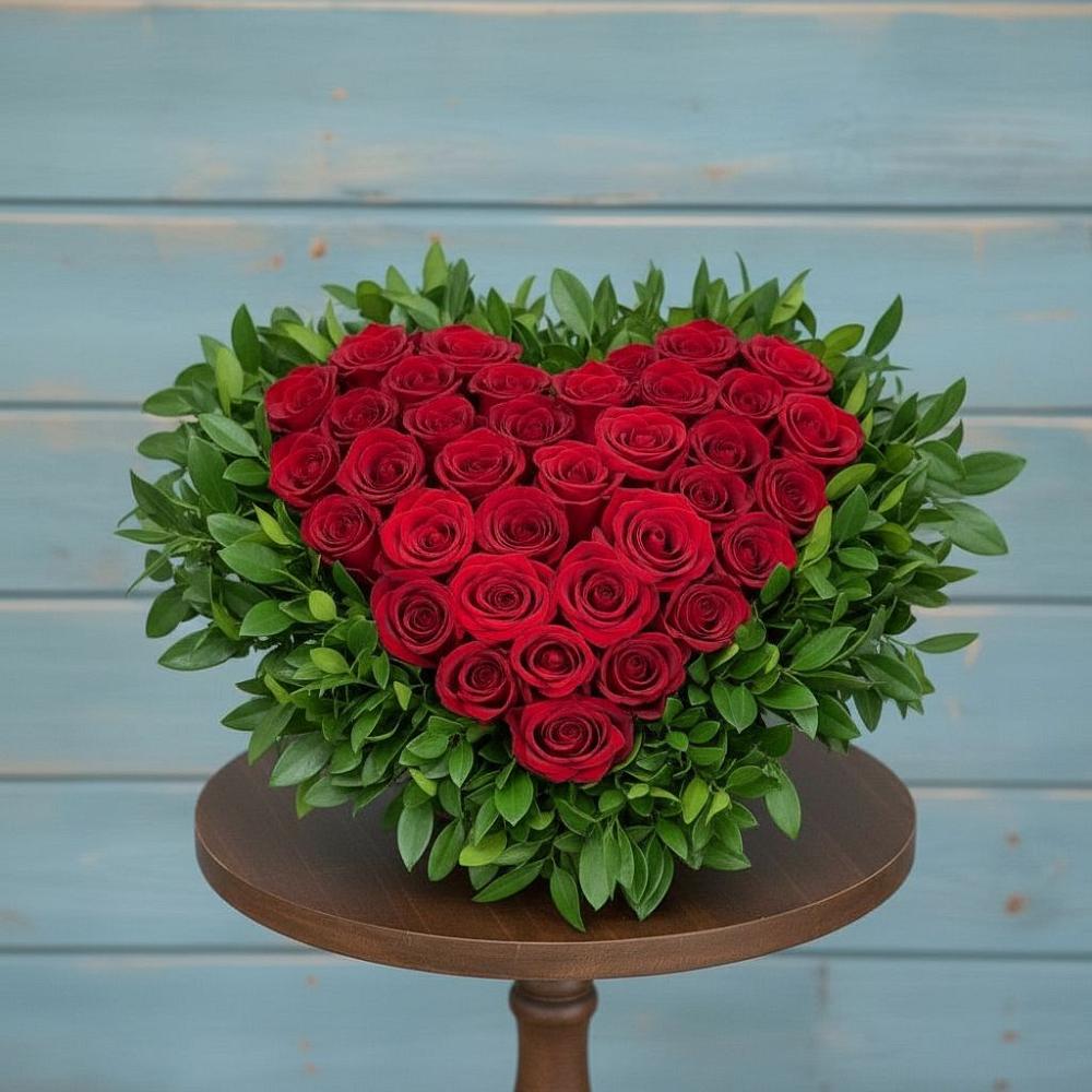 Цветочная композиция из Розы в виде сердца в Ивойлово