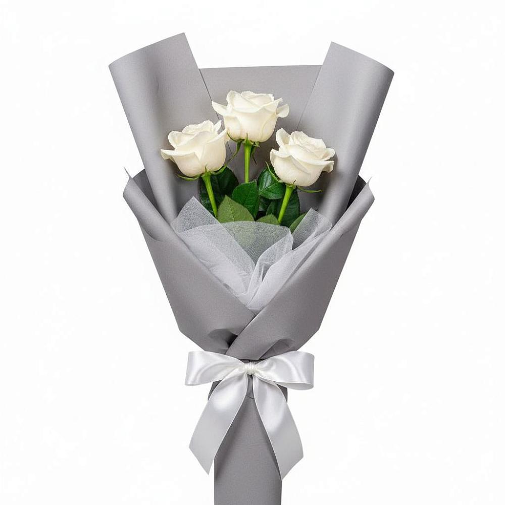 Букет 3 белые розы в Ивойлово