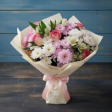 Букет цветов из:  Хризантемы, Альстромерии и Розы в Ивойлово