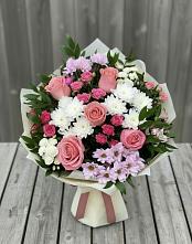 Букет цветов из:  Альстромерии, Гвоздики, Розы и Хризантемы в Ивойлово