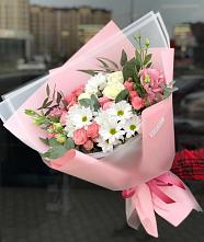 Букет цветов из:  Розы, Лизиантусы и Хризантемы в Ивойлово
