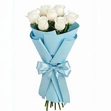 Букет 7 белых роз Проуд в Ивойлово